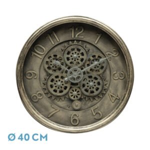 Reloj De Pared Atarfe Oro Rustico 40x40x7cm Engranajes Con Movimiento