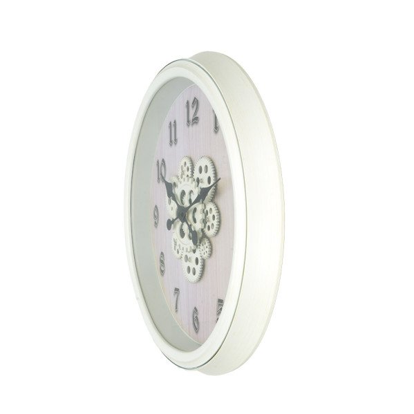 Reloj De Pared Berrocal Blanco/Haya 50x50x6cm Engranajes Con Movimiento