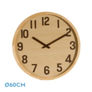 Reloj De Pared Borgoña Madera Clara 60x60x5cm Movimiento Continuo