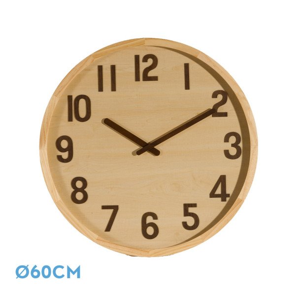 Reloj De Pared Borgoña Madera Clara 60x60x5cm Movimiento Continuo