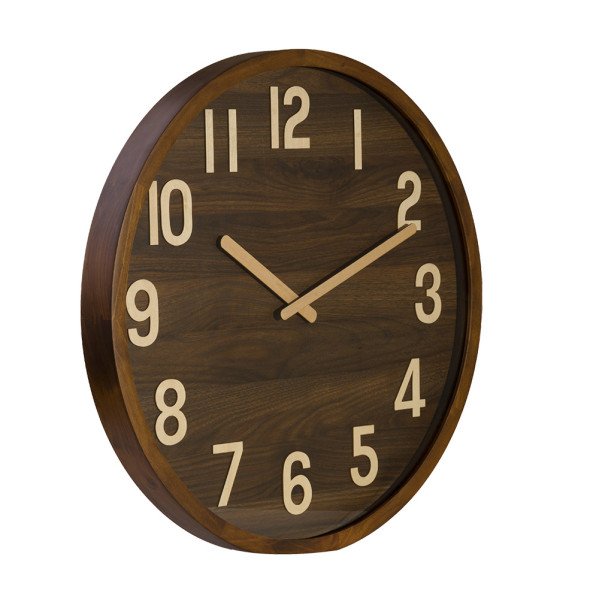 Reloj De Pared Borgoña Madera Oscura 60x60x5cm Movimiento Continuo