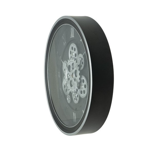 Reloj De Pared Chercos Negro/plata 40x40x7cm Engranajes Con Movimiento