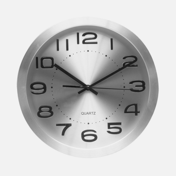 Reloj De Pared Cronus Aluminio-plata 30d Movimiento Continuo