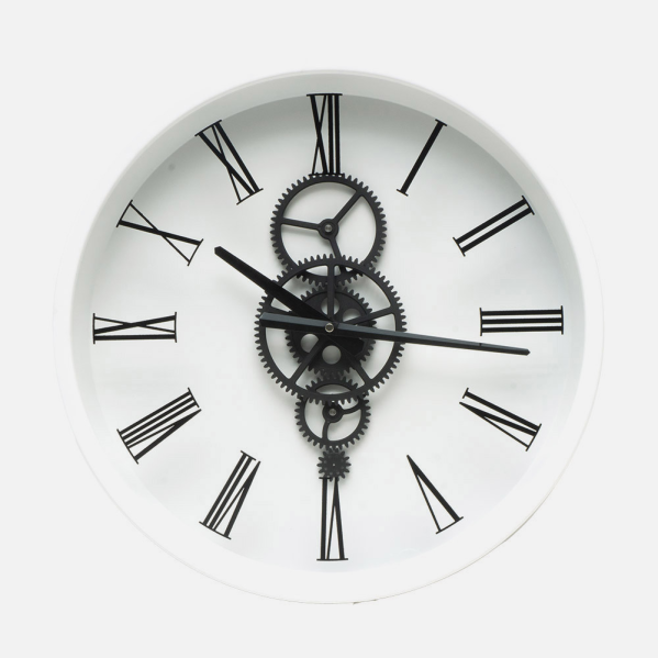 Reloj De Pared Duque Blanco/negro 46x46x7cm Engranajes Con Movimiento