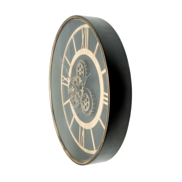 Reloj De Pared Durcal Marron/haya/oro 60x60x8cm Engranajes Con Movimiento