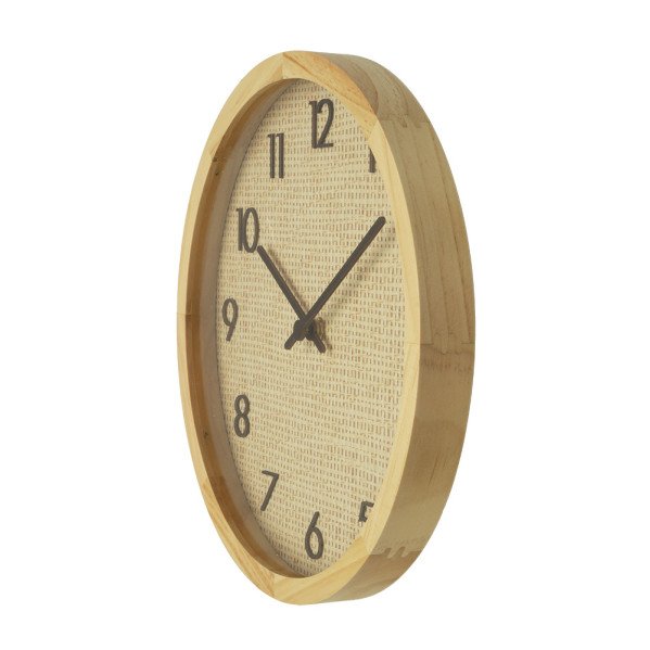 Reloj De Pared Grenoble Haya/rafia Natural 30x30x4cm Mov. Continuo