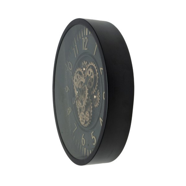 Reloj De Pared Lacio Oro/negro 46x46x8cm Engranajes Con Movimiento