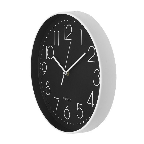 Reloj De Pared Tiempo Blanco-negro 30d Movimiento Continuo