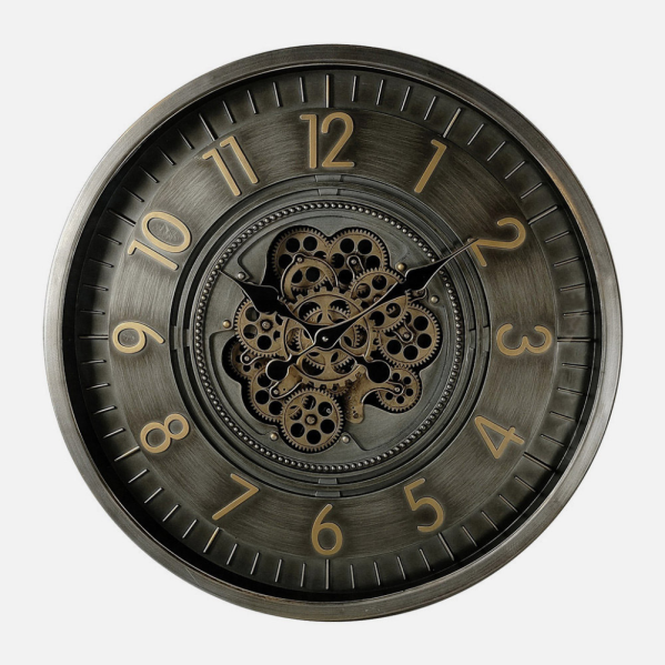Reloj De Pared Trento Oro/cuero 66x66x10cm Engrana Jes Con Movimiento