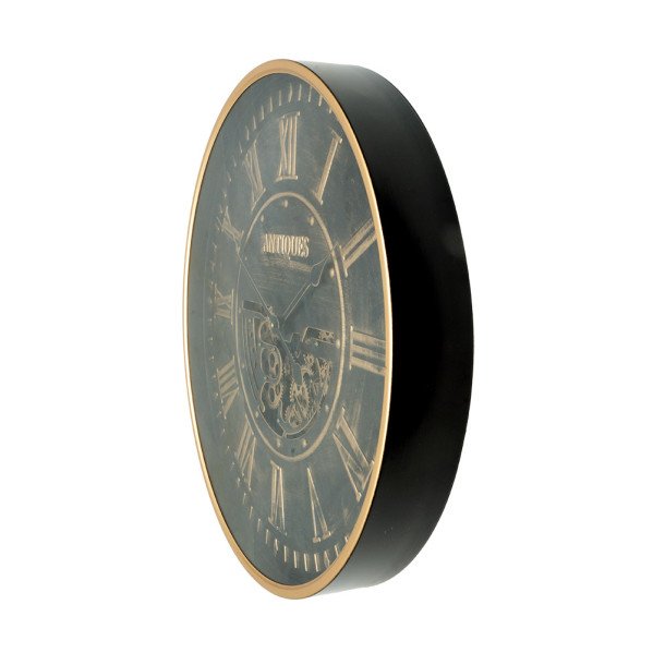 Reloj De Pared Trieste Negro/oro 60x60x8cm Engrana Jes Con Movimiento