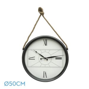 Reloj De Pared Zaman Negro 50d C/cuerda Agujas Espada