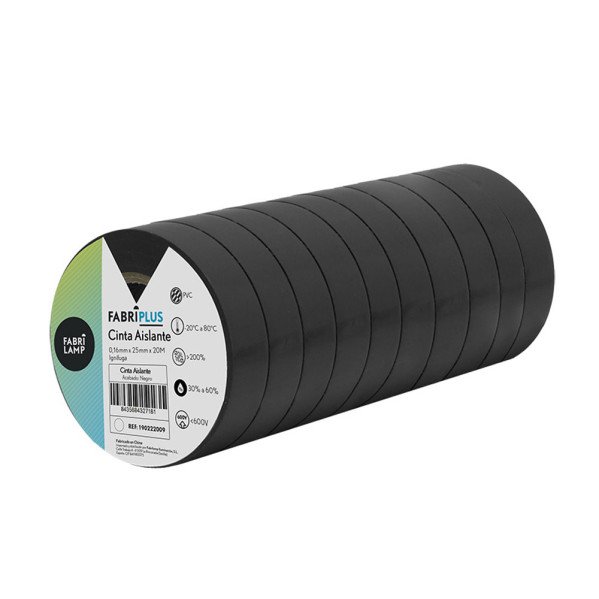 Rollo Cinta Aislante Ancha Pvc Negra 25mmx20m Para Electricista Flexible Y Duradera