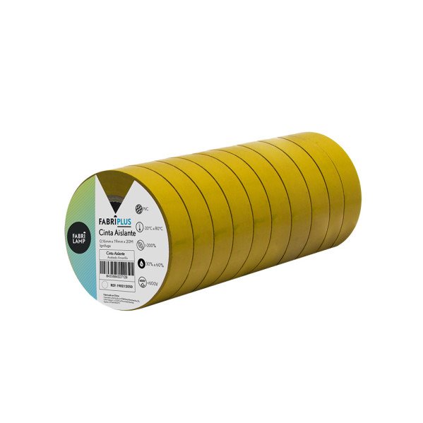 Rollo Cinta Aislante Pvc Amarilla 19mmx20m Para Electricista Flexible Y Duradera