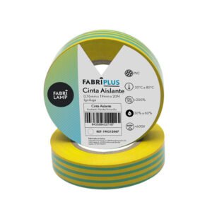 Rollo Cinta Aislante Pvc Verde/amarillo 19mmx20m Para Electricista Flexible Y Duradera