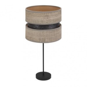 Sobremesa Alto Colet 1xe27 Negro/madera Gris 61x30x30 Cm