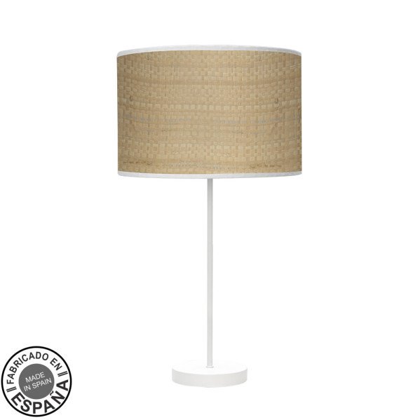 Sobremesa Alto Moda 1xe27 Blanco/cañizo Claro 63x30x30 Cm