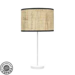 Sobremesa Alto Moda 1xe27 Blanco/cañizo Oscuro 63x30x30 Cm