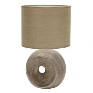 Sobremesa Ceramica Ea 1xe27 Beis Pantalla Beis 52x30x30 Cm