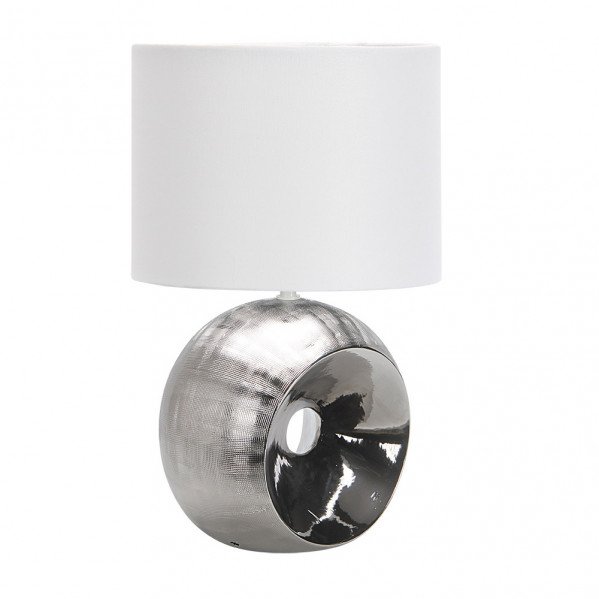 Sobremesa Ceramica Ea 1xe27 Cromo Pantalla Blanca 52x30x30 Cm