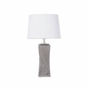 Sobremesa Ceramica Palo Santo 1xe27 Plata Brillo C/pant Blanca 50.5x28x28 Cm