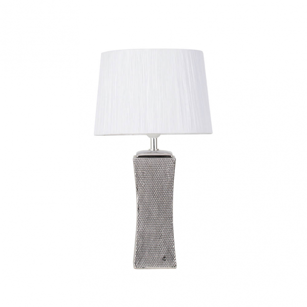 Sobremesa Ceramica Palo Santo 1xe27 Plata Brillo C/pant Blanca 50.5x28x28 Cm