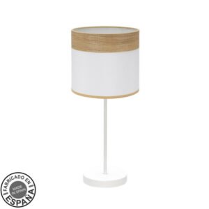 Sobremesa Cloe 1xe14 Blanco/blanca-madera Clara 42x18x18 cm