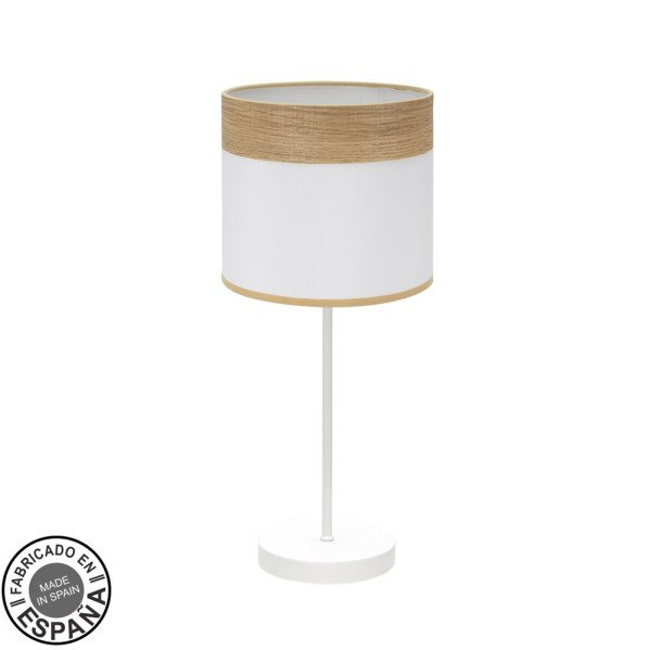 Sobremesa Cloe 1xe14 Blanco/blanca-madera Clara 42x18x18 cm