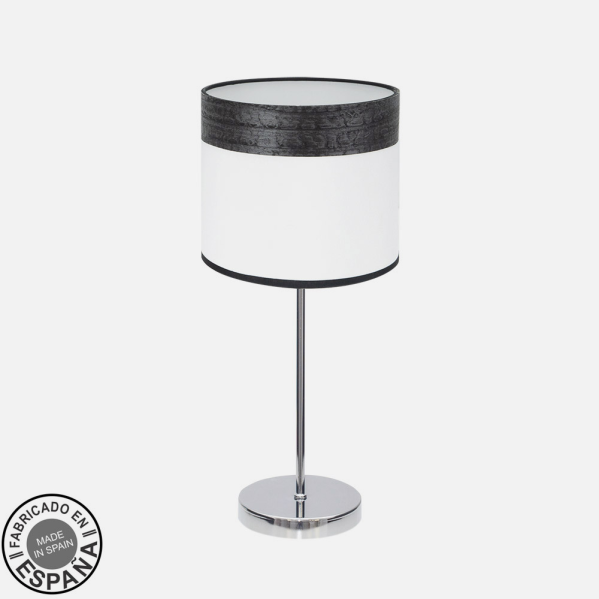 Sobremesa Cloe 1xe14 Cromo/blanca-madera Negra 42X18X18 CM