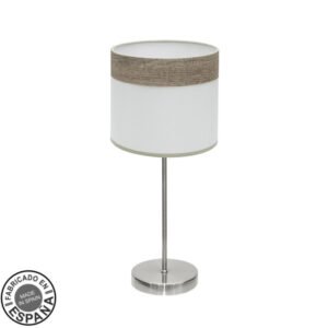 Sobremesa Cloe 1xe14 Niquel/blanca-madera Gris 42x18x18 cm