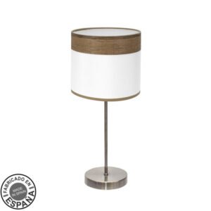 Sobremesa Cloe 1xe14 Cuero/blanca-madera Oscura 42x18x18 cm