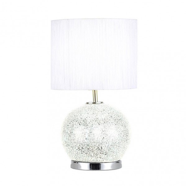 Sobremesa Cristal Secoya 1xe27+LED 5W 4000K 2 Encend.indep 50x30x30 Cm Mosaico Espejo/cromo C/pant Blanca