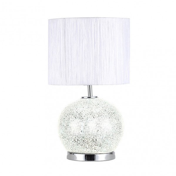 Sobremesa Cristal Secoya 1xe27+LED 5W 4000K 2 Encend.indep 50x30x30 Cm Mosaico Espejo/cromo C/pant Blanca