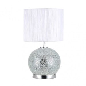 Sobremesa Cristal Secoya 1xe27+LED 5W 4000K 2 Encend.indep 50x30x30 Cm Mosaico Espejo/cromo C/pant Blanca