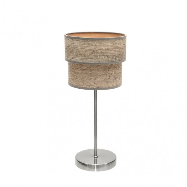 Sobremesa Doble Smile 1xe14 Niquel/madera Gris 44x18x18 Cm