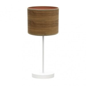 Sobremesa Jerte 1xe14 Blanco/madera Oscura 42x17x17 Cm