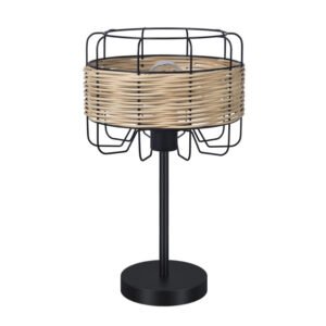 Sobremesa Zenda 1xe27 Forja/ratan 44x25x25 Cm