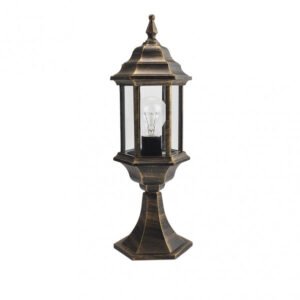 Sobremuro Exterior Aluminio Pollux 1xe27 Neg/oro 48,5x17x17 Cm Ip44