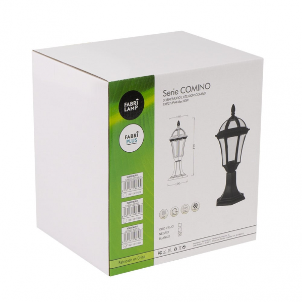 Sobremuro Exterior Comino 1xe27 Oro Viejo Ip44 Policarbonato 47,6x17,6x17,6 Cm
