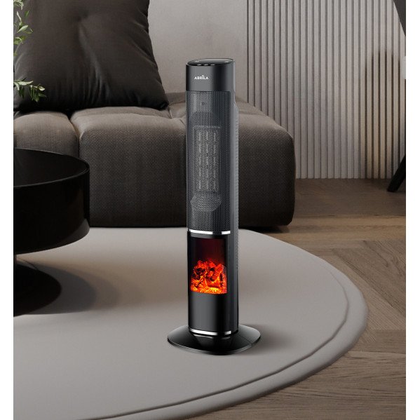 Termoventilador Vert.ceramico Melodia 2000w Negro C/remoto 2potencias3funciones Term.oscilante,antivuelco 78,3x24,6x24,5