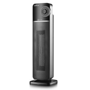 Termoventilador Ceramico Vertical Bequia 2000w Negro/plata 2potencias, 3 funciones Oscilante, Antivuelco 61x20x20 Cm