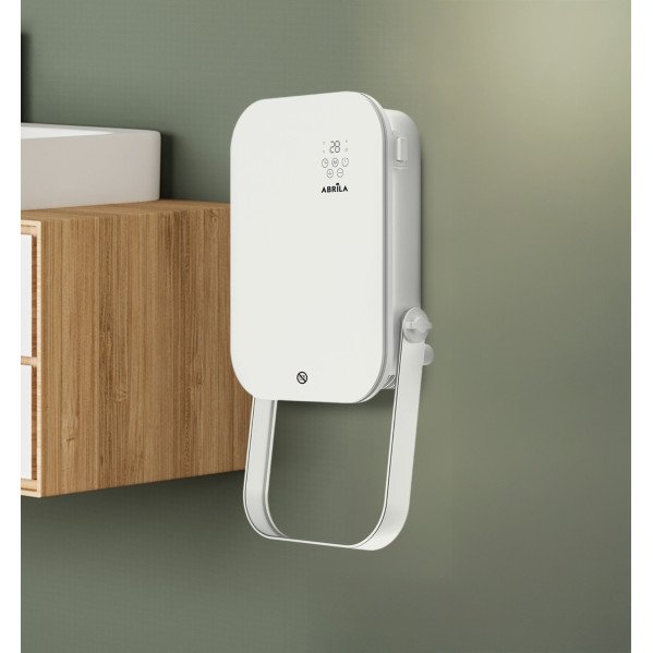 Termoventilador Pared Baño Austria 2000w Blanco 3funciones c/remoto y toallero Display Ip24 50x25x13cm