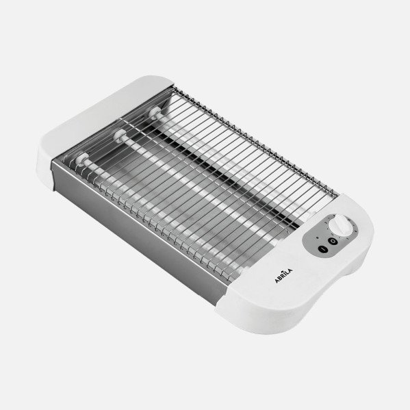 Tostador Horizontal Cueto 900w Blanca 3tubos Quarzo Temp. Bandeja Recogemigas,acero.inoxid.6,5x35,5x21cm