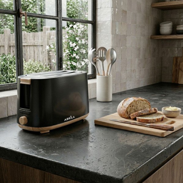 Tostador Pan Eume 1400w Negro/haya 7niveles Tostado,descongelacion, Apag.automatico,2ranuras,recogemigas 17x38x14,5cm