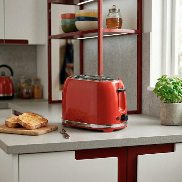 Tostador Pan Tambre 850w Rojo 7niv.tostado, Descongelacion, Apagado.autom.2ranuras.recogemigas.19x28x17cm