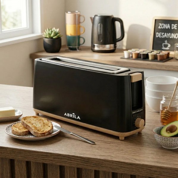 Tostador Pan Yeltes 900w Negro/haya 7niv.tost.descongelacion,apag.automatico.1ranura.recogemigas.17x38x115cm