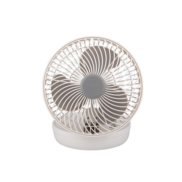 Ventilador Inalambrico Sobremesa Pacheco Blanco/gris 5w 3vel Recargable C/luz, Alim.usb, Orientable 3aspas 29x19x16cm