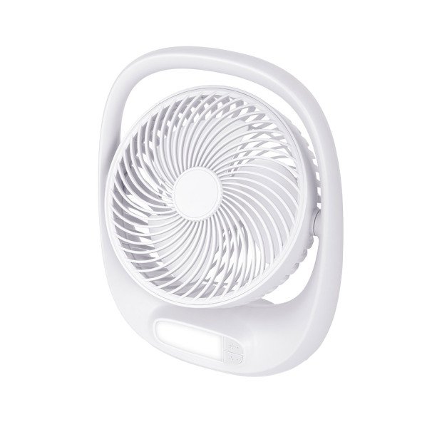Ventilador Inalambrico Sobremesa Aguila Blanco 5w 3vel Recargable C/luz, Alim.usb Orientable 180º 3asp 30x25x8 CM