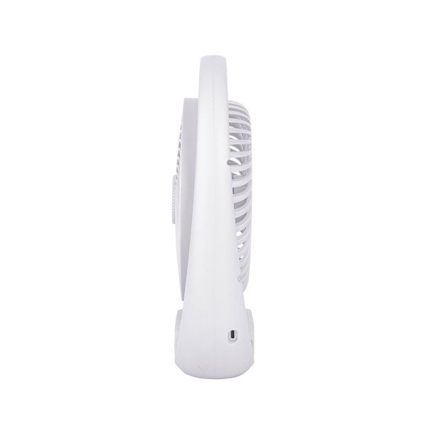 Ventilador Inalambrico Sobremesa Aguila Blanco 5w 3vel Recargable C/luz, Alim.usb Orientable 180º 3asp 30x25x8 CM