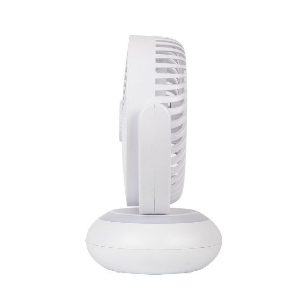 Ventilador Inalambrico Sobremesa Bengali Blanco 5w 3vel Recargable C/luz, Aliment.USB, Fijo Y Rotatorio 3Aspas 27x23x16cm