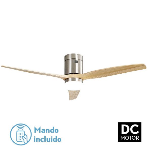 Ventilador 20w Dc Aguilon Niquel 3 Aspas Haya 6 Velocidades C/remoto, Temporizador 30,5x132x132 Cm